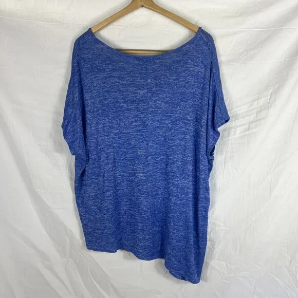 Lane Bryant Plus Size 18/20 Heather Royal Blue V-Neck Short Sleeve Asymmetrical - Picture 6 of 6